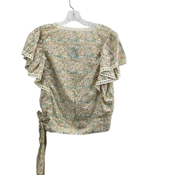 Jennifer & Grace Teacup Liberty Floral Faux Wrap Tie Crop Top SZ M Spring NEW - Picture 2 of 9